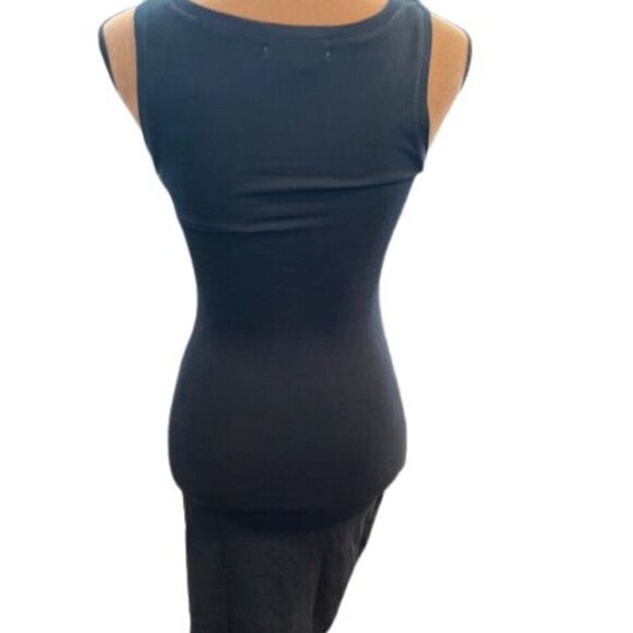 Treasure & Bond Black Mini Tank Dress with Tulip Hem and Ruched Side NWOT XXS - Picture 5 of 7